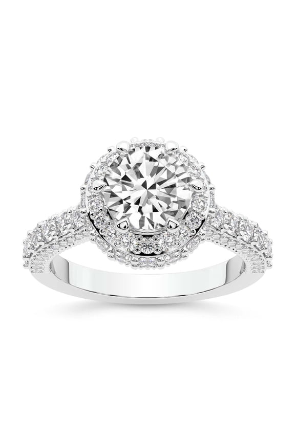 IGI Certified 1 Carat Round Shape Lab Grown Diamond Engagement Ring | 14K White Gold | Luxoré Vintage Allure Diamond Ring | FG-VS1-VS2 Quality Friendly Diamonds