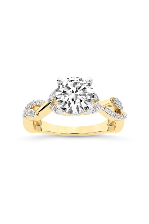 IGI Certified 1 Carat Round Shape Lab Grown Diamond Engagement Ring | 14K Yellow Gold | Harlow Twisted Shank Diamond Ring| FG-VS1-VS2 Quality Friendly Diamonds