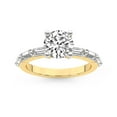 thumbnail image 1 of IGI Certified 1 Carat Round Shape Lab Grown Diamond Engagement Ring | 14K Yellow Gold | Kimberly Baguette Side Stone Diamond Ring | FG-VS1-VS2 Quality Friendly Diamonds, 1 of 7
