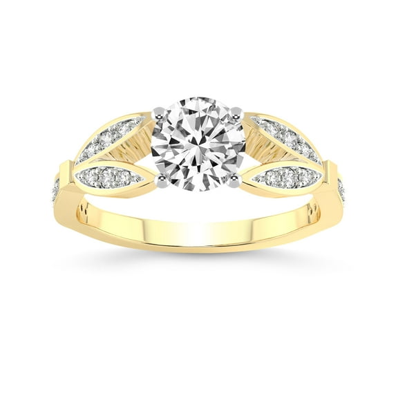 IGI Certified 1 Carat Round Shape Lab Grown Diamond Engagement Ring | 14K Yellow Gold | Nova Split Shank Vintage Diamond Ring | FG-VS Quality Friendly Diamonds
