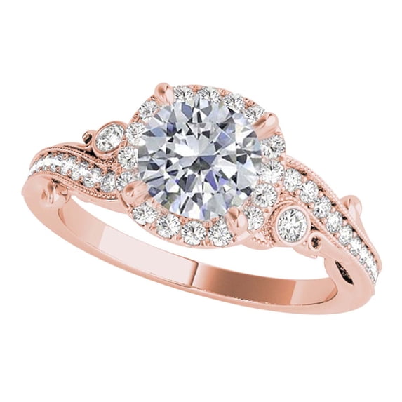 IGI Certified 1 Ct. Diamond Engagement ring In 14K Solid Rose Gold