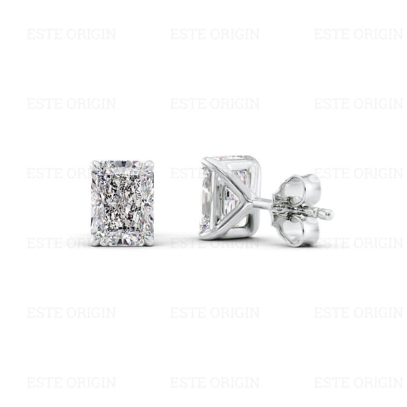 IGI Certified 1 Ct Radiant Cut Lab-Grown Diamond Stud Earrings – 14K White Gold | Women's Earrings