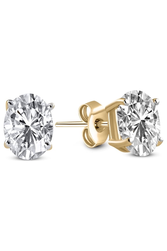 IGI Certified 12 Carat Lab Grown Solitaire Diamond Stud Earrings| 18K Yellow Gold Oval Shape Push Back Prong Setting Friendly Diamonds Earrings | F-G Color, VS1-VS2 Clarity