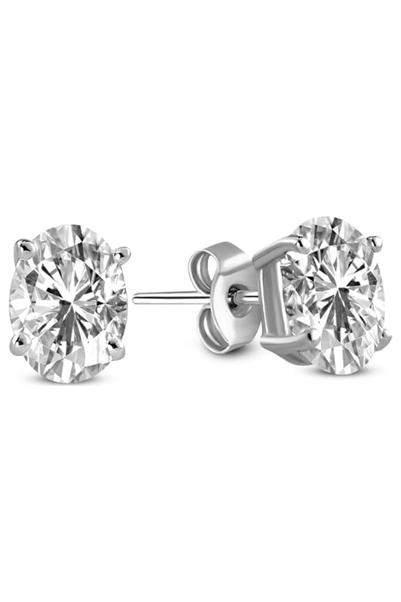 IGI Certified 12 Ct Lab Grown Solitaire Diamond Stud Earrings| 14K White Gold Oval Shape Push Back Prong Setting Friendly Diamonds Earrings | F-G Color, VS1-VS2 Clarity