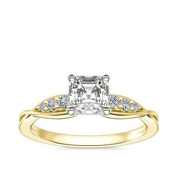 IGI Certified 2.15 Ct Fancy Asscher Cut Solitaire Lab Grown Diamond Wedding Ring for Women (E/VVS2) Solid 14K Yellow Gold Size 6 by Diamond-Capitals