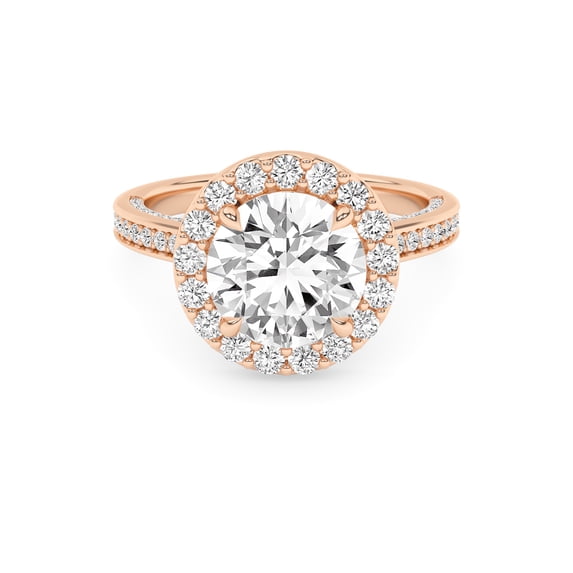 IGI Certified 2.40 Carat (ctw) Halo Solitaire Engagement Ring For Womens, Round Lab Grown Diamond Promise Ring For Her In 14k Solid Rose Gold | F-G, VS-SI Quality Ring Size-4