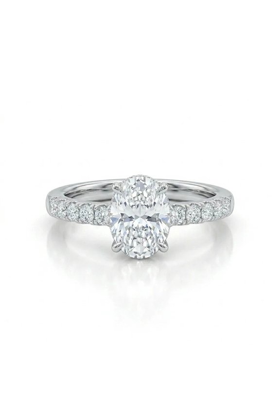 IGI Certified 2.50 CTW Oval Lab Grown Diamond Engagement Ring 14K Gold Classic Wedding Ring Her