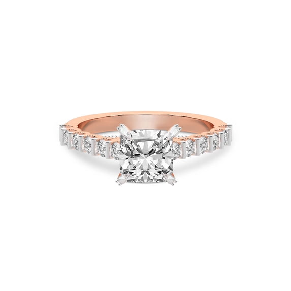 IGI Certified 2 Carat Cushion Shape Lab Grown Diamond Engagement Ring | 14K Rose Gold | Austria Cathedral Diamond Ring | FG-VS1-VS2 Quality Friendly Diamonds