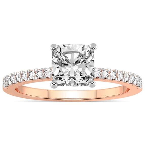IGI Certified 2 Carat Cushion Shape Lab Grown Diamond Engagement Ring | 14K Rose Gold | Jia Secret Double Halo Eternity Lab Diamond Ring | FG-VS1-VS2 Quality Friendly Diamonds