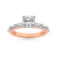 thumbnail image 1 of IGI Certified 2 Carat Cushion Shape Lab Grown Diamond Engagement Ring | 14K Rose Gold | Kimberly Baguette Side Stone Diamond Ring | FG-VS1-VS2 Quality Friendly Diamonds, 1 of 6