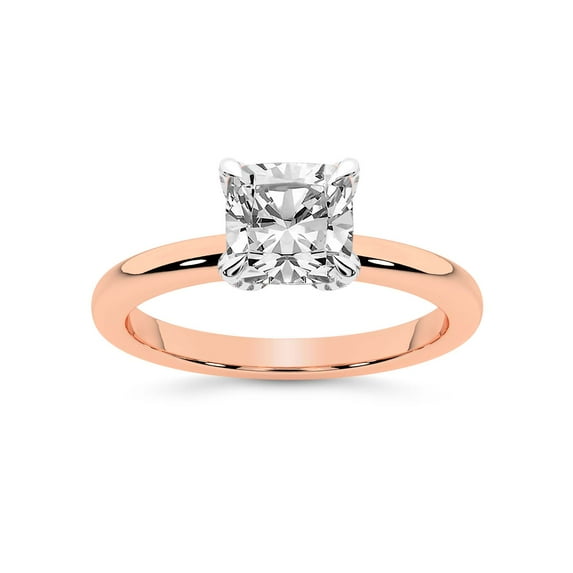 IGI Certified 2 Carat Cushion Shape Lab Grown Diamond Engagement Ring | 14K Rose Gold | Mabel Petal Solitaire Diamond Ring | FG-VS1-VS2 Quality Friendly Diamonds