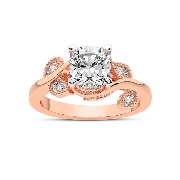 IGI Certified 2 Carat Cushion Shape Lab Grown Diamond Engagement Ring | 14K Rose Gold | Rosé Side Stone Diamond Ring | FG-VS1-VS2 Quality Friendly Diamonds