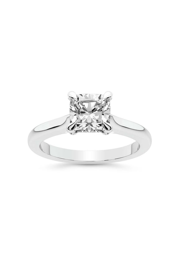 IGI Certified 2 Carat Cushion Shape Lab Grown Diamond Engagement Ring | 14K White Gold | Agnes Criss Cross Prong Solitaire Diamond Ring | FG-VS1-VS2 Quality Friendly Diamonds