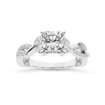 IGI Certified 2 Carat Cushion Shape Lab Grown Diamond Engagement Ring | 14K White Gold | Harlow Twisted Shank Diamond Ring| FG-VS1-VS2 Quality Friendly Diamonds