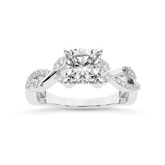 IGI Certified 2 Carat Cushion Shape Lab Grown Diamond Engagement Ring | 14K White Gold | Harlow Twisted Shank Diamond Ring| FG-VS1-VS2 Quality Friendly Diamonds