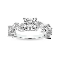 IGI Certified 2 Carat Cushion Shape Lab Grown Diamond Engagement Ring | 14K White Gold | Hester Petite Side Stone Diamond Ring | FG-VS1-VS2 Quality Friendly Diamonds