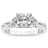 IGI Certified 2 Carat Cushion Shape Lab Grown Diamond Engagement Ring | 14K White Gold |Letitia Side Stone Diamond Ring | FG-VS1-VS2 Quality Friendly Diamonds