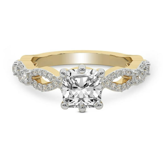 IGI Certified 2 Carat Cushion Shape Lab Grown Diamond Engagement Ring | 14K Yellow Gold | Aristea Elite Milgrain Diamond Ring | FG-VS1-VS2 Quality Friendly Diamonds