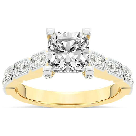 IGI Certified 2 Carat Cushion Shape Lab Grown Diamond Engagement Ring | 14K White Gold | Calista Side Stone Lab Diamond Ring | FG-VS1-VS2 Quality Friendly Diamonds