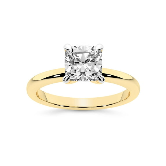 IGI Certified 2 Carat Cushion Shape Lab Grown Diamond Engagement Ring | 14K Yellow Gold | Matilda Leaf Petal Solitaire Diamond Ring | FG-VS1-VS2 Quality Friendly Diamonds