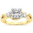 thumbnail image 1 of IGI Certified 2 Carat Cushion Shape Lab Grown Diamond Engagement Ring | 14K Yellow Gold | Odette Three Stone Bypass Diamond Ring | FG-VS1-VS2 Quality Friendly Diamonds, 1 of 5