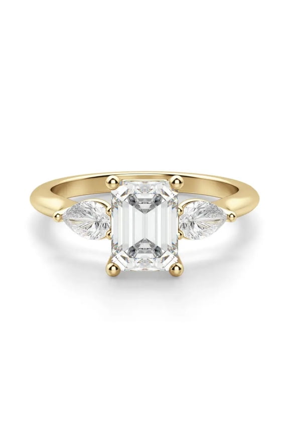 IGI Certified 2 Carat Emerald Cut Shape Lab Grown Diamond Engagement Ring | 14K Yellow Gold | Solitaire Diamond Ring