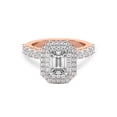 thumbnail image 1 of IGI Certified 2 Carat Emerald Shape Lab Grown Diamond Engagement Ring | 14K Rose Gold | Crowned Cresta Double Halo Diamond Ring | FG-VS1-VS2 Quality Friendly Diamonds, 1 of 5