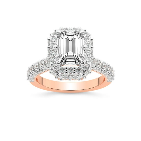 IGI Certified 2 Carat Emerald Shape Lab Grown Diamond Engagement Ring | 14K Rose Gold | Luxoré Vintage Allure Diamond Ring | FG-VS1-VS2 Quality Friendly Diamonds