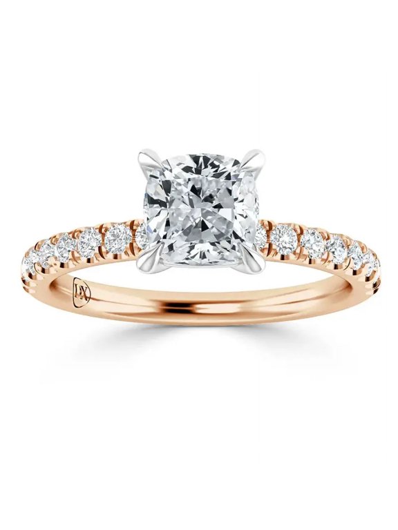 IGI Certified 2 Carat Lab Grown Diamond Solitaire Engagement Ring, 14K Rose Gold