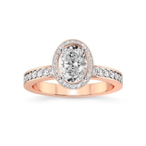 IGI Certified 2 Carat Oval Shape Lab Grown Diamond Engagement Ring | 14K Rose Gold | Around the Globe Halo Diamond Ring | FG-VS1-VS2 Quality Friendly Diamonds