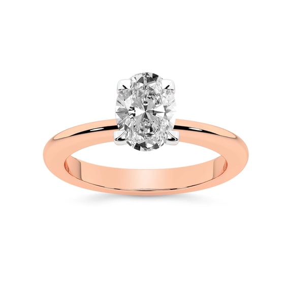 IGI Certified 2 Carat Oval Shape Lab Grown Diamond Engagement Ring | 14K Rose Gold | Cordelia Knife Edge Solitaire Diamond Ring | FG-VS1-VS2 Quality Friendly Diamonds