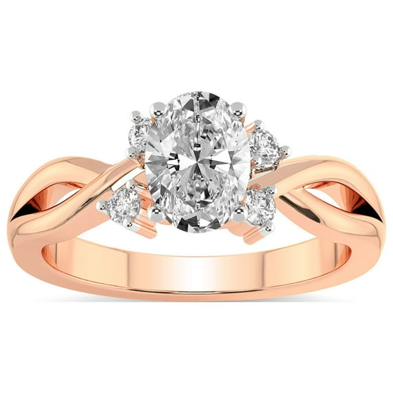 IGI Certified 2 Carat Oval Shape Lab Grown Diamond Engagement Ring | 14K Rose Gold | Twisted Blossom Lab Diamond Ring | FG-VS1-VS2 Quality Friendly Diamonds