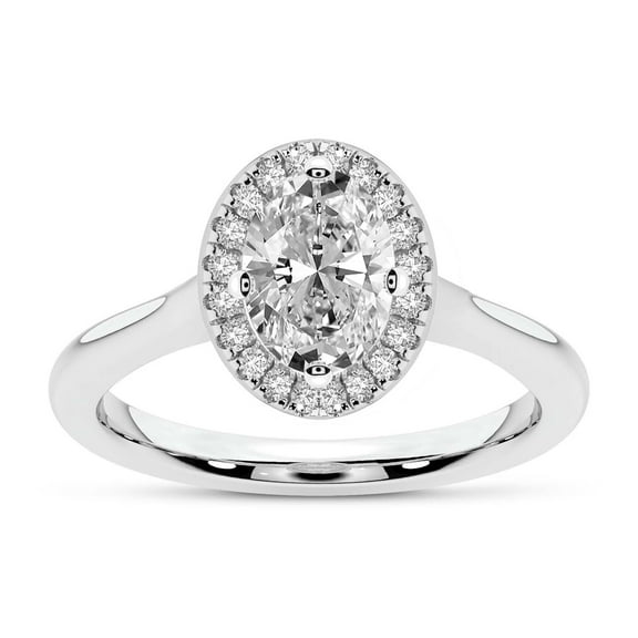 IGI Certified 2 Carat Oval Shape Lab Grown Diamond Engagement Ring | 14K White Gold | Harriet Halo Diamond Ring | FG-VS1-VS2 Quality Friendly Diamonds