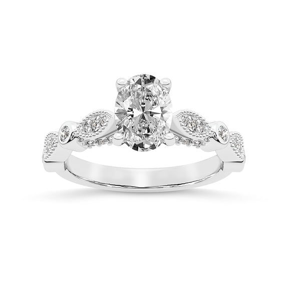 IGI Certified 2 Carat Oval Shape Lab Grown Diamond Engagement Ring | 14K White Gold |Larisa Side Stone Diamond Ring | FG-VS1-VS2 Quality Friendly Diamonds