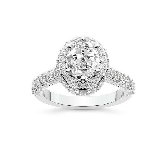 IGI Certified 2 Carat Oval Shape Lab Grown Diamond Engagement Ring | 14K White Gold | Luxoré Vintage Allure Diamond Ring | FG-VS1-VS2 Quality Friendly Diamonds