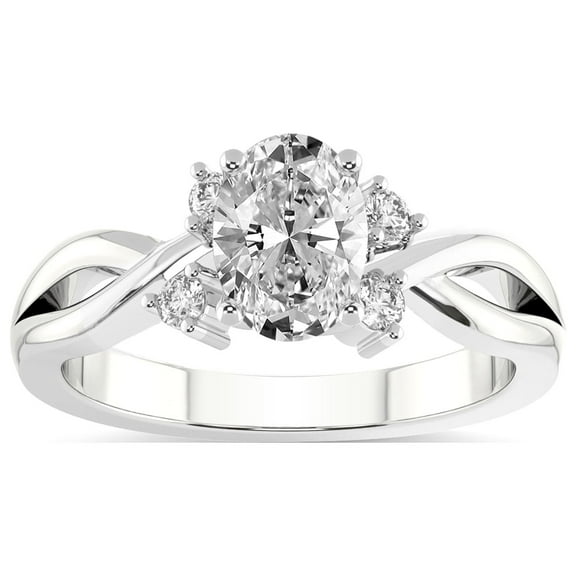 IGI Certified 2 Carat Oval Shape Lab Grown Diamond Engagement Ring | 14K White Gold | Twisted Blossom Lab Diamond Ring | FG-VS1-VS2 Quality Friendly Diamonds
