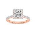 thumbnail image 1 of IGI Certified 2 Carat Princess Shape Lab Grown Diamond Engagement Ring | 14K Rose Gold | Cleopatra Halo Diamond Ring | FG-VS1-VS2 Quality Friendly Diamonds, 1 of 6