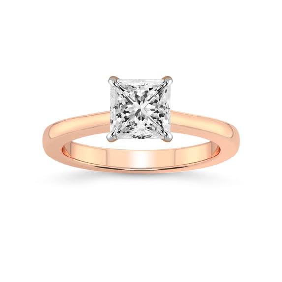 IGI Certified 2 Carat Princess Shape Lab Grown Diamond Engagement Ring | 14K Rose Gold | Demi Four Prong Lab Diamond Ring | FG-VS1-VS2 Quality Friendly Diamonds