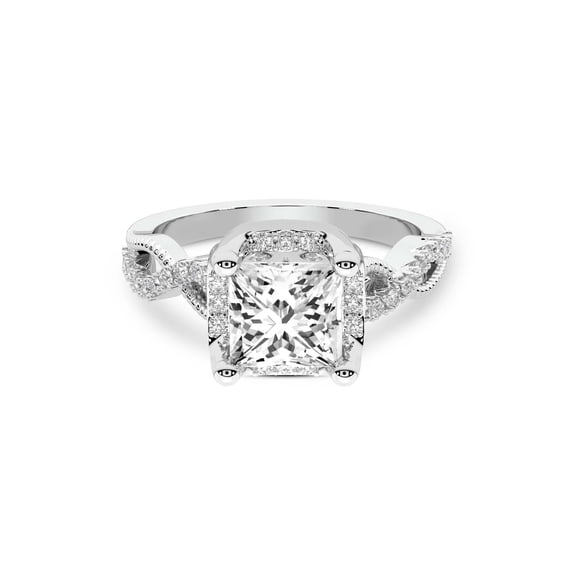 IGI Certified 2 Carat Princess Shape Lab Grown Diamond Engagement Ring | 14K White Gold | Astoré Channel Glided Diamond Ring | FG-VS1-VS2 Quality Friendly Diamonds
