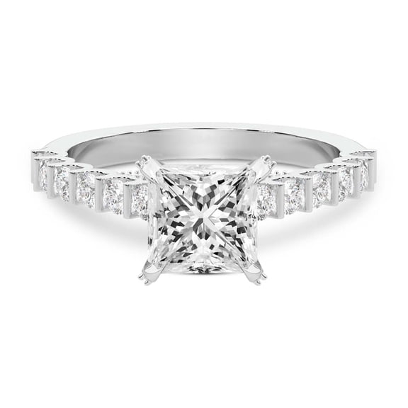 IGI Certified 2 Carat Princess Shape Lab Grown Diamond Engagement Ring | 14K White Gold | Austria Cathedral Diamond Ring | FG-VS1-VS2 Quality Friendly Diamonds