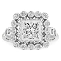 IGI Certified 2 Carat Princess Shape Lab Grown Diamond Engagement Ring | 14K White Gold | Bloom Vintage Halo Lab Diamond Ring | FG-VS1-VS2 Quality Friendly Diamonds