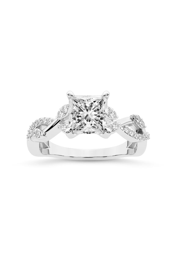 IGI Certified 2 Carat Princess Shape Lab Grown Diamond Engagement Ring | 14K White Gold | Harlow Twisted Shank Diamond Ring| FG-VS1-VS2 Quality Friendly Diamonds