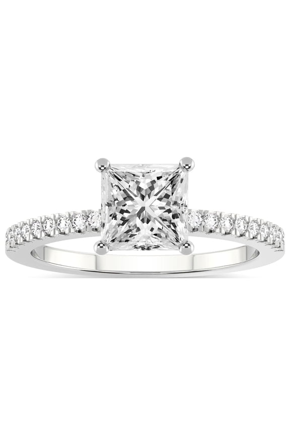 IGI Certified 2 Carat Princess Shape Lab Grown Diamond Engagement Ring | 14K White Gold | Jia Secret Double Halo Eternity Lab Diamond Ring | FG-VS1-VS2 Quality Friendly Diamonds