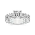 thumbnail image 1 of IGI Certified 2 Carat Princess Shape Lab Grown Diamond Engagement Ring | 14K White Gold | Skylar Side Stone Encrusted Diamond Ring | FG-VS Quality Friendly Diamonds, 1 of 6