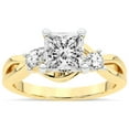 thumbnail image 1 of IGI Certified 2 Carat Princess Shape Lab Grown Diamond Engagement Ring | 14K Yellow Gold | Odette Three Stone Bypass Diamond Ring | FG-VS1-VS2 Quality Friendly Diamonds, 1 of 5