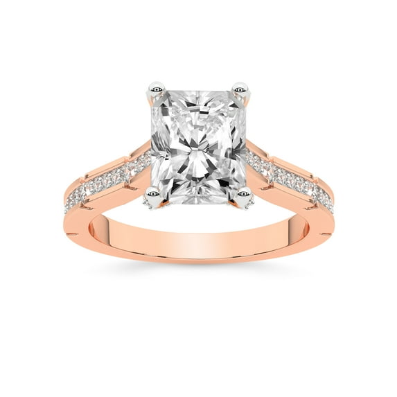 IGI Certified 2 Carat Radiant Shape Lab Grown Diamond Engagement Ring | 14K Rose Gold | Delphie Channel Set Diamond Ring | FG-VS1-VS2 Quality Friendly Diamonds