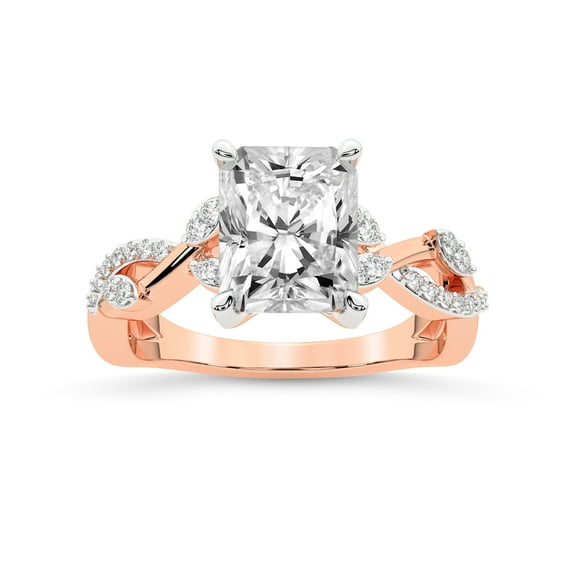 IGI Certified 2 Carat Radiant Shape Lab Grown Diamond Engagement Ring | 14K Rose Gold | Harlow Twisted Shank Diamond Ring| FG-VS1-VS2 Quality Friendly Diamonds