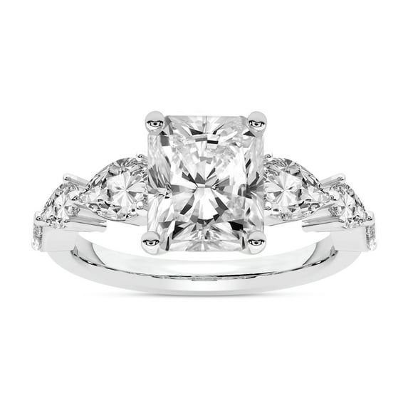 IGI Certified 2 Carat Radiant Shape Lab Grown Diamond Engagement Ring | 14K White Gold | Frances Side Stone Diamond Ring | FG-VS1-VS2 Quality Friendly Diamonds