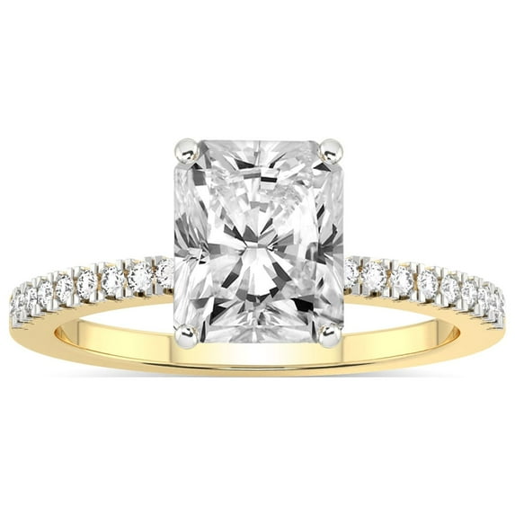 IGI Certified 2 Carat Radiant Shape Lab Grown Diamond Engagement Ring | 14K Yellow Gold | Jia Secret Double Halo Eternity Lab Diamond Ring | FG-VS1-VS2 Quality Friendly Diamonds
