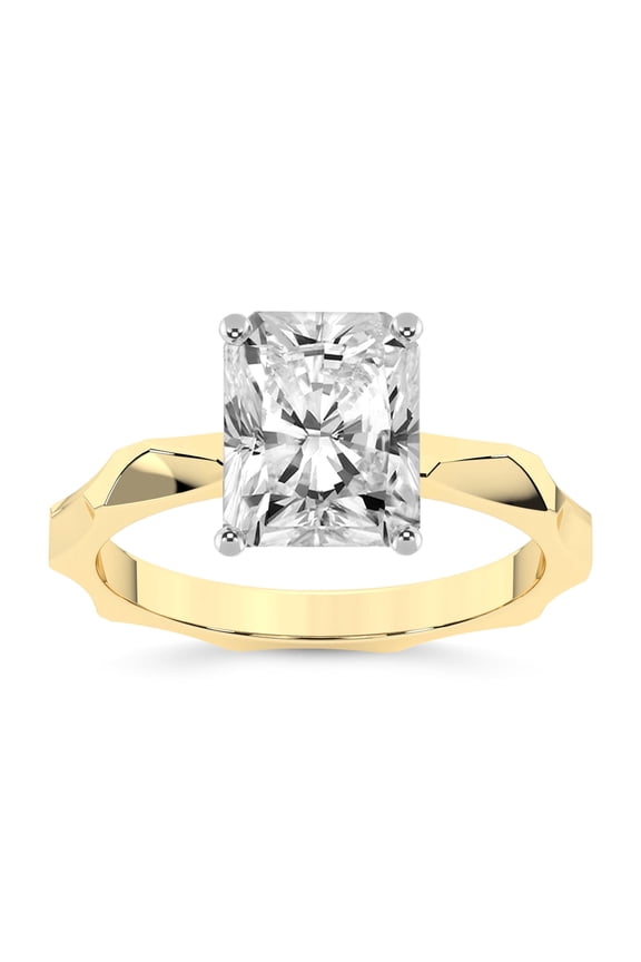 IGI Certified 2 Carat Radiant Shape Lab Grown Diamond Engagement Ring | 14K Yellow Gold | Magnolia Texture Solitaire Diamond Ring | FG-VS1-VS2 Quality Friendly Diamonds